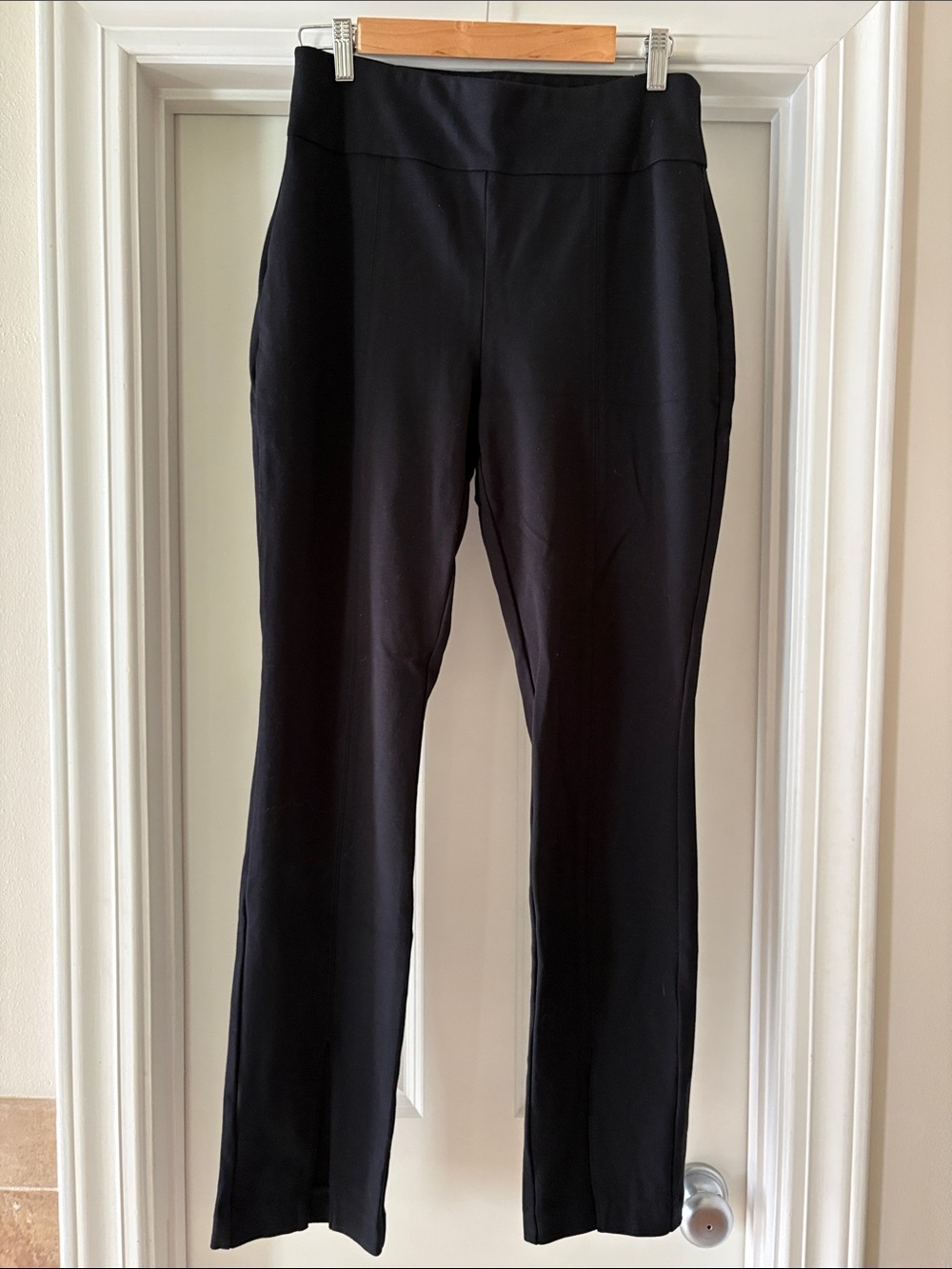 Express Black Women's Stretch Flare Pants with Front Slits